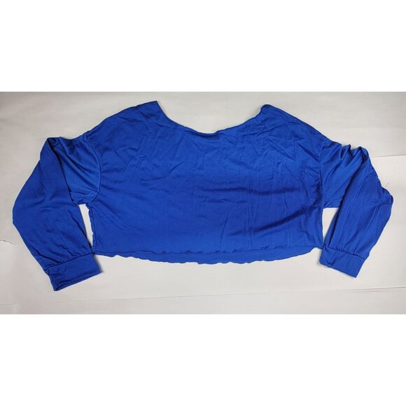 Crop Top Blue Long Sleeve Womens Large 100% Polyester New in Bag - Picture 2 of 7